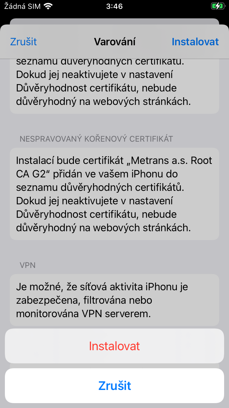 Instalace profilu