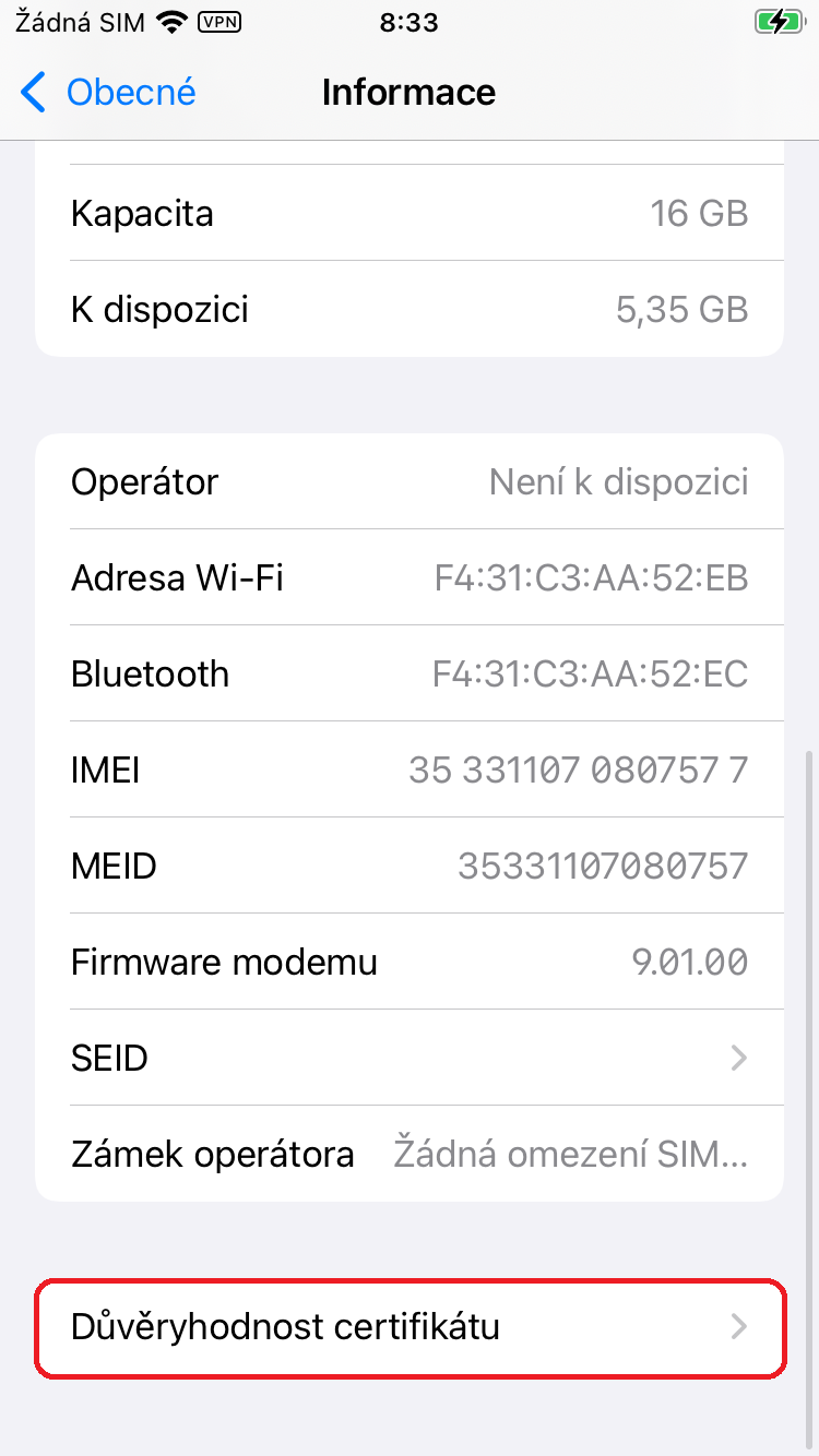 Instalace profilu