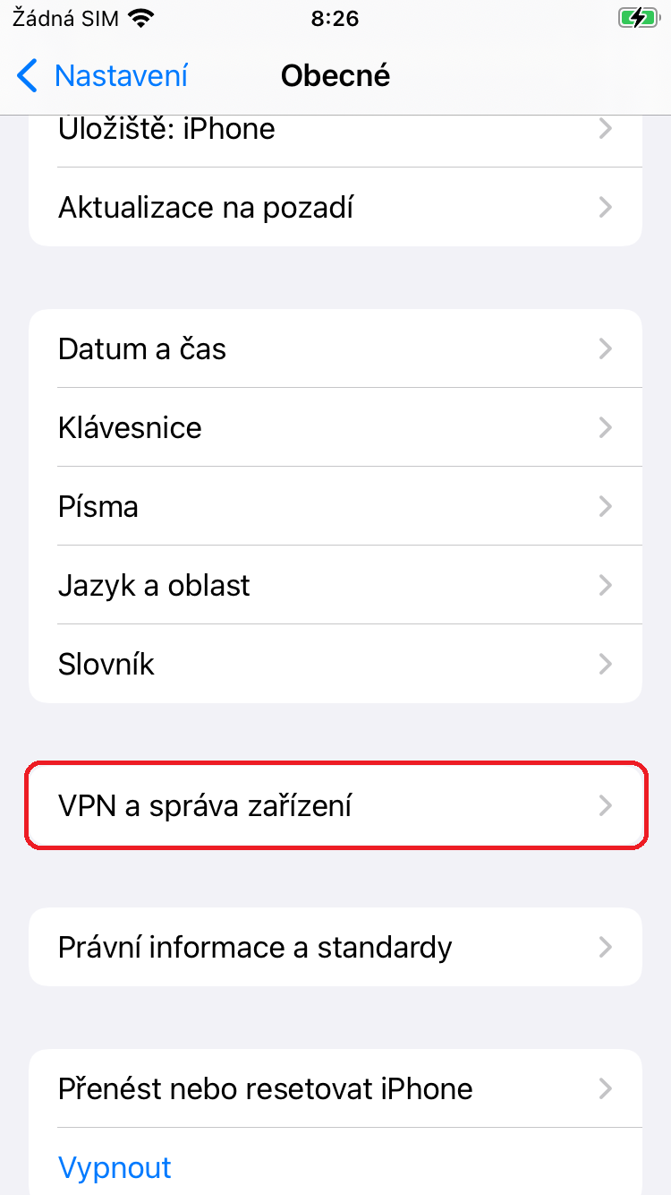 Instalace profilu