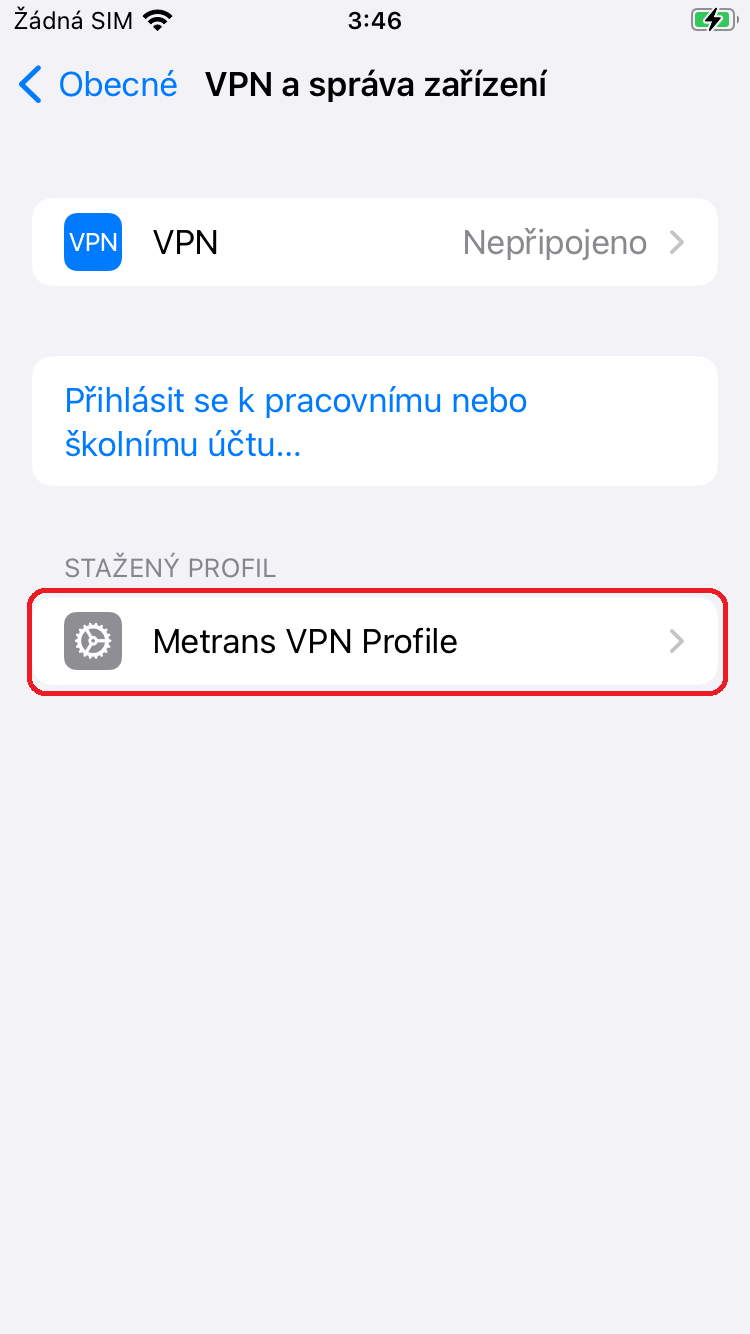 Instalace profilu