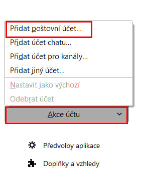 thunderbird - nastavení účtu