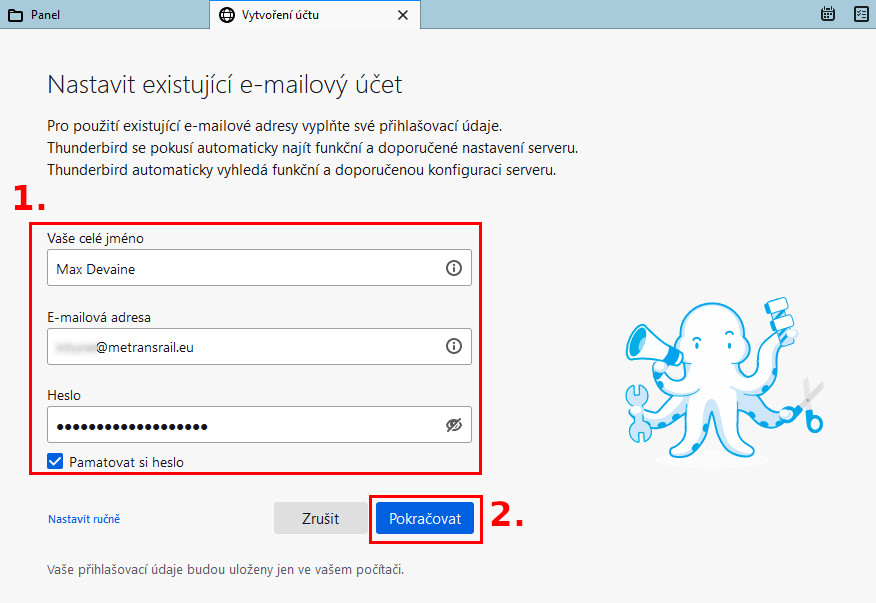 thunderbird - nastavení účtu