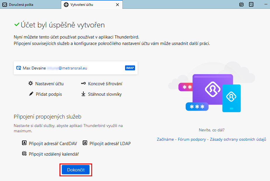 thunderbird - nastavení účtu